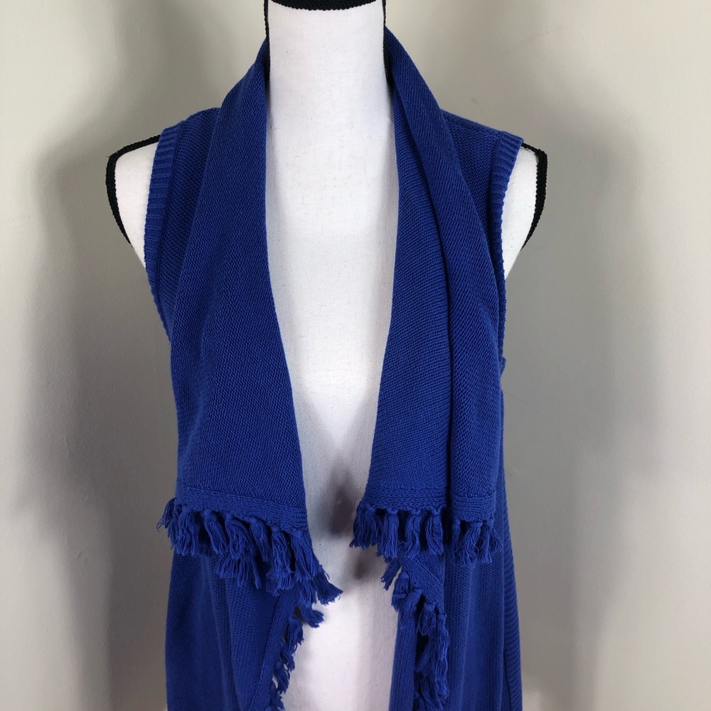 Lilly Pulitzer Tassel Fringe Blue Vest XS - Picture 2 of 6